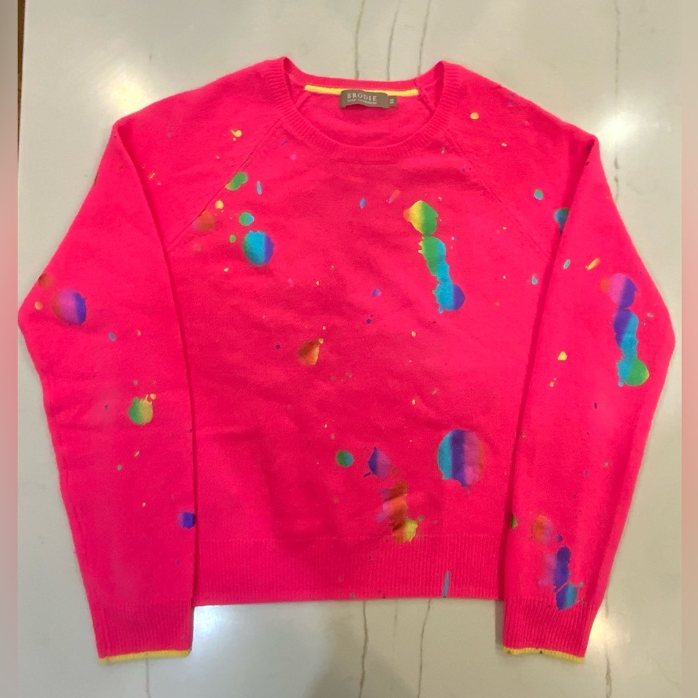 BRODIE Rainbow Foil Shout Out Cashmere sweater